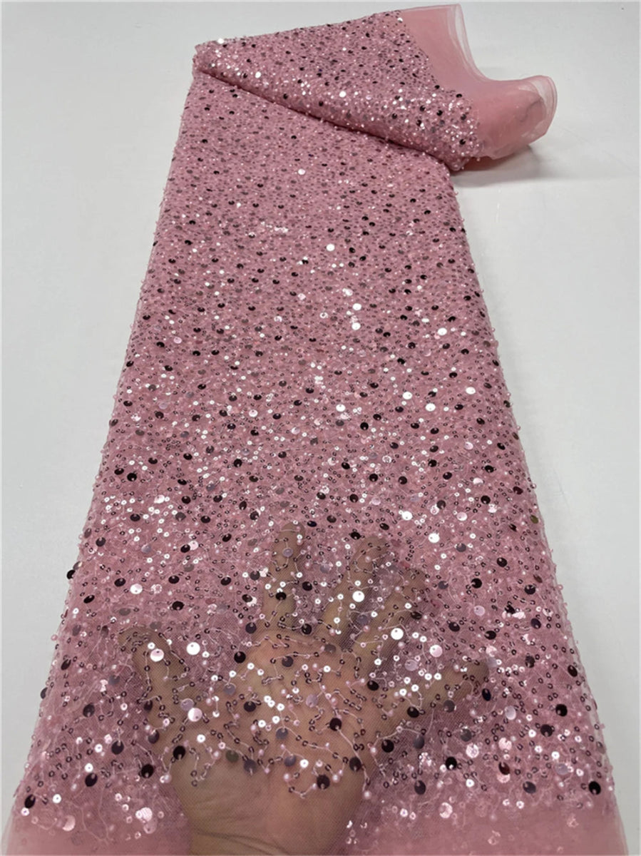 Elegant Lace Fabric – French Tulle Net with Sequins for Bridal and Special Occasion Gowns - Free Delivery Worldwide only at Flexi Africa