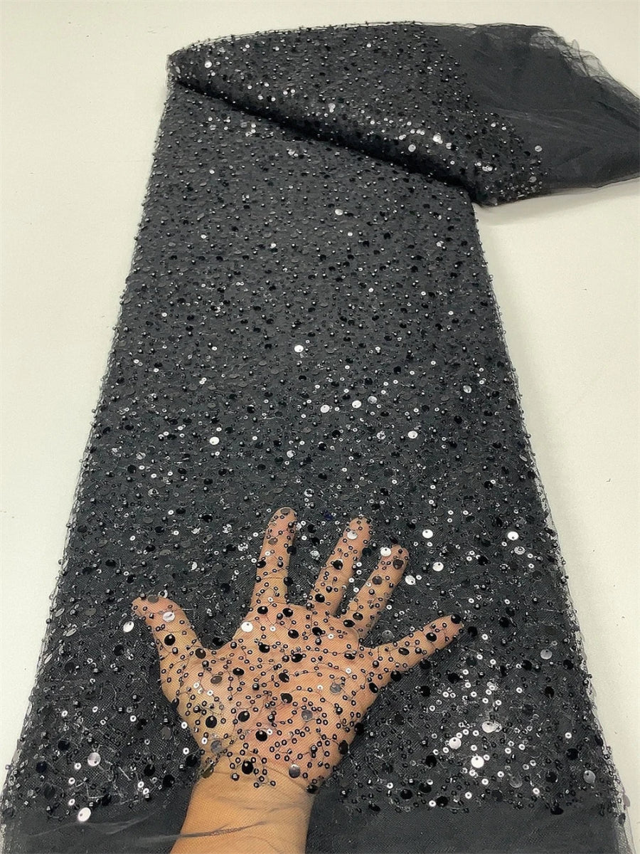 Elegant Lace Fabric – French Tulle Net with Sequins for Bridal and Special Gowns - Free Worldwide only at Flexi Africa