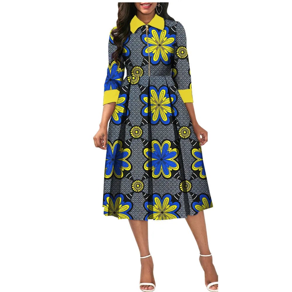 Elegant O Neck A-Line Pleated Dress for Women – Perfect for African Parties, Evening Events, Weddings - Flexi Africa