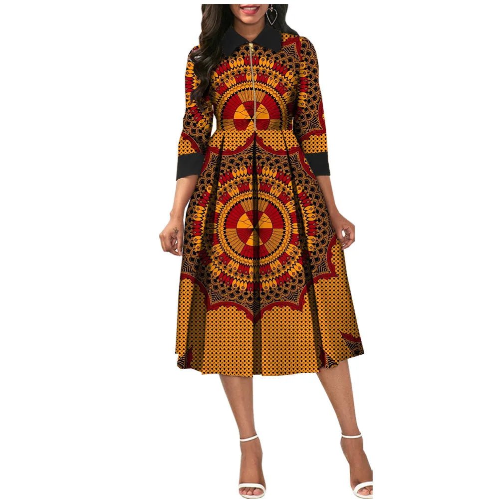 Elegant O Neck A-Line Pleated Dress for Women – Perfect for African Parties, Evening Events, Weddings - Flexi Africa