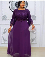 Elegant Plus Size Dashiki Lace Wedding Gowns: African Party Dresses for Women in Muslim Maxi Style - Free Delivery Worldwide only at Flexi Africa