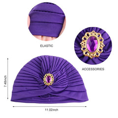 Elegant Women's Rhinestone Pleated Turban Hat - Free Delivery Worldwide only at Flexi Africa