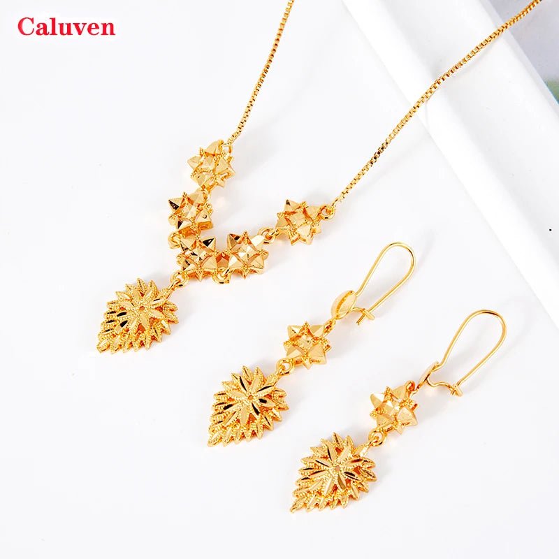 Ethiopian Heart Necklace & Earrings for Women - Elegant Bridal Dowry Jewelry - Free Delivery Worldwide only at Flexi Africa