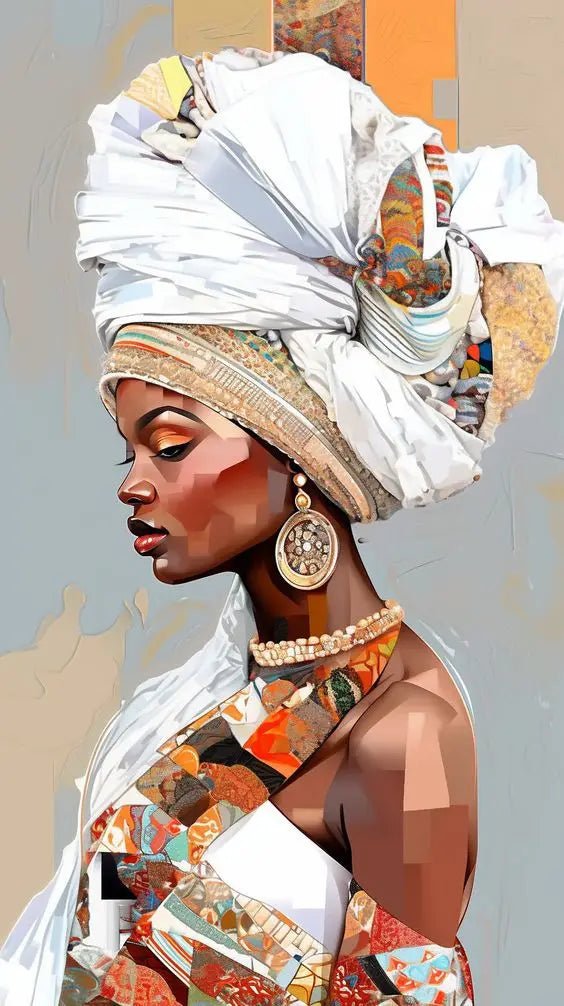 Exquisite African Women Diamond Painting Kit: Full Square/Round Diamonds, Stunning Portrait Design - Flexi Africa FREE POST