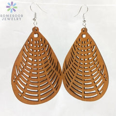 Fashion Laser-Cut Wooden African Map Drop Earrings: Traditional Ethnic Pendant Dangle Jewelry for Women - Flexi Africa