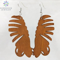 Fashion Laser-Cut Wooden African Map Drop Earrings: Traditional Ethnic Pendant Dangle Jewelry for Women - Flexi Africa