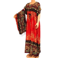 Floral Print African Dress for Women with Lace Detailing and Matching Scarf - 100% Cotton - Flexi Africa - Free Delivery