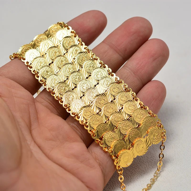 Gold Coin Bangles & Bracelets for Women and Men – African Jewelry Gifts - Free Delivery Worldwide only at Flexi Africa