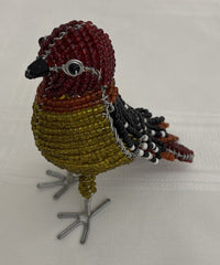 Handmade Beaded Bird Figurine On Wire African Folk Art Finch Statue Gift Idea - Flexi Africa - Flexi Africa offers Free Delivery Worldwide - Vibrant African traditional clothing showcasing bold prints and intricate designs