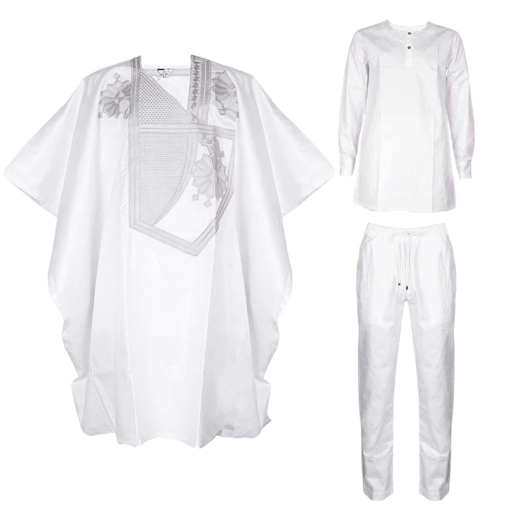 H&D South African Traditional Wear Formal Attire Bazin Riche Dashiki Outfits Shirt Pants Robe Suit African Men Agbada Ramadan - Free Delivery Worldwide only at Flexi Africa