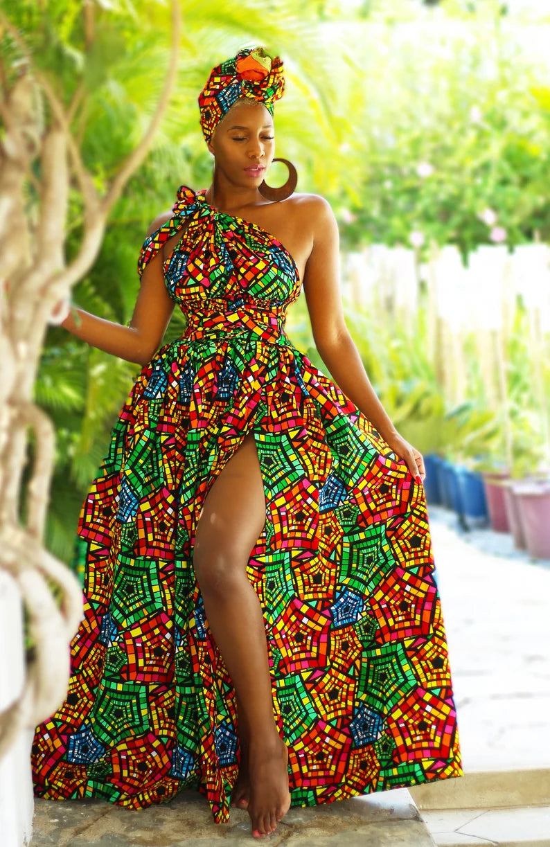Box of 10 Belle Rainbow African Print Infinity Dresses | Ankara Clothing - Free Delivery Worldwide only at Flexi Africa