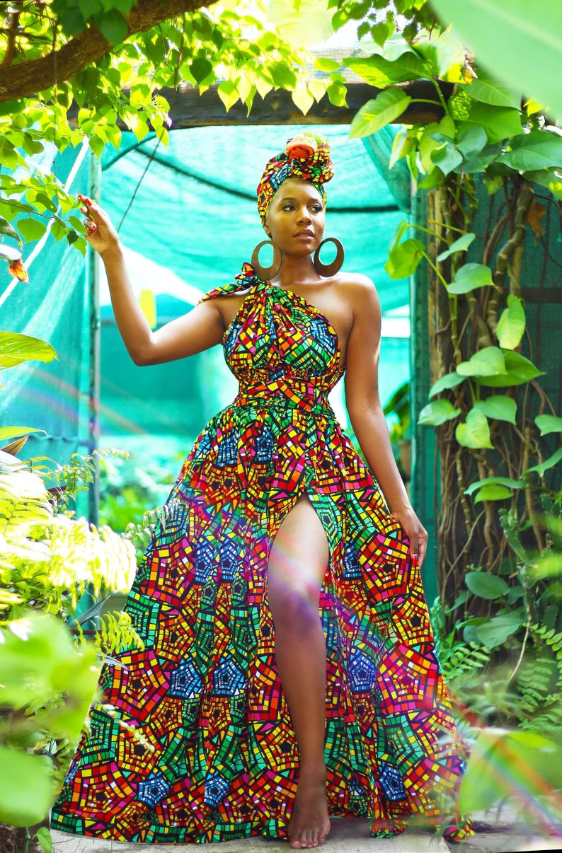 Box of 10 Belle Rainbow African Print Infinity Dresses | Ankara Clothing - Free Delivery Worldwide only at Flexi Africa