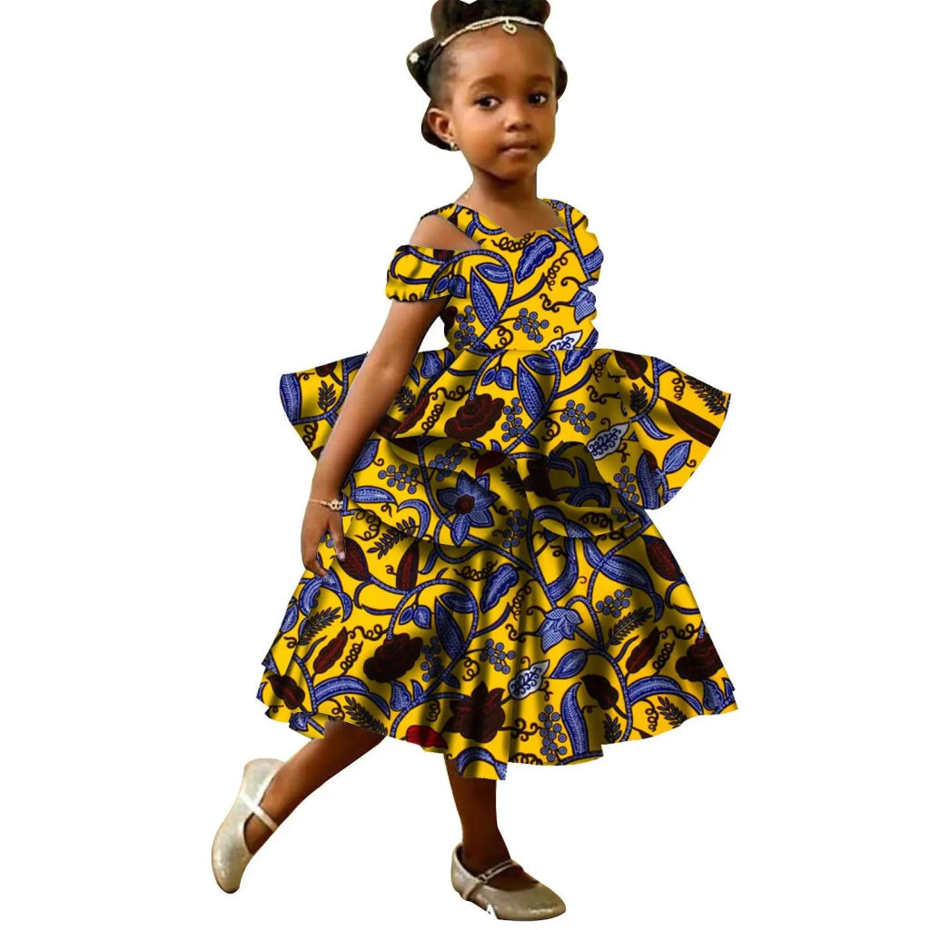 Kids African Print Princess Dress – Sleeveless Ankara Casual Mini Dress for Girls - Free Delivery Worldwide only at Flexi Africa