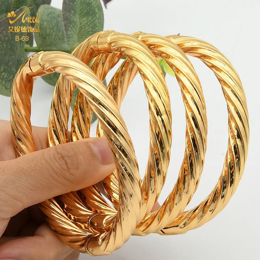 Luxurious African Jewelry: Gold-Toned Copper Bangle Bracelet for Women - Flexi Africa - Free Delivery - www.flexiafrica.com