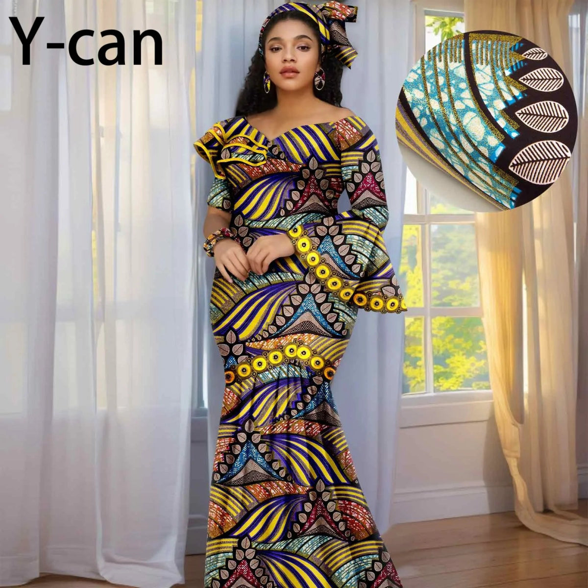 Luxury African Ankara Print Dress – Elegant Slim Fit Gown for Women’s Birthday, Wedding, and Party Events