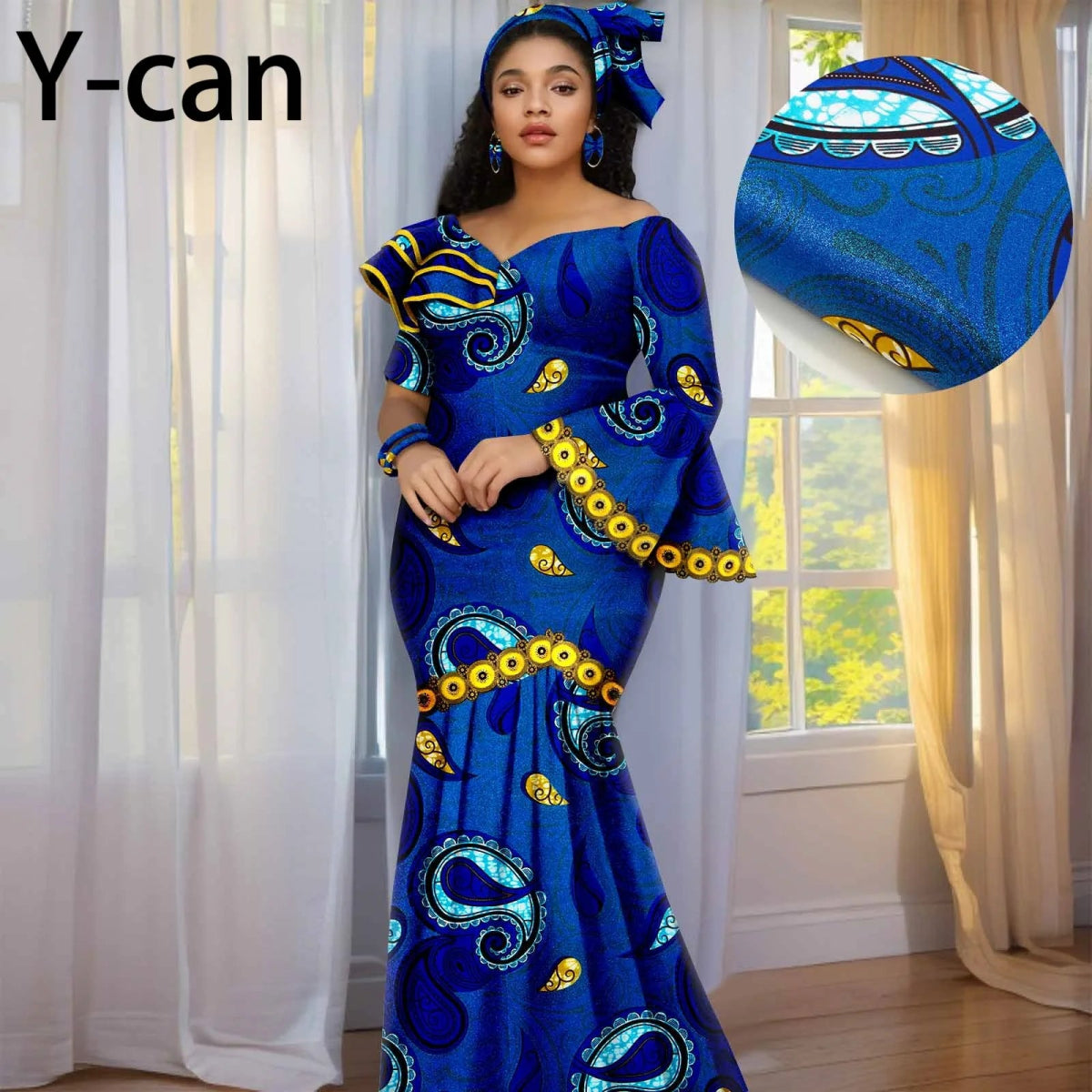 Luxury African Ankara Print Dress – Elegant Slim Fit Gown for Women’s Birthday, Wedding, and Party Events