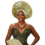 Luxury African Auto Gele Headwrap – High - Quality Wedding & Party Turban for Women - Free Delivery Worldwide only at Flexi Africa
