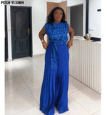 Luxury African Outfit for Women – Ankara Pleated Pants and Top Set, Plus Size Vacation Wear - Free Delivery Worldwide