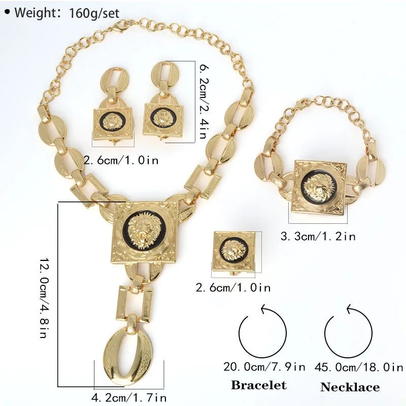 Luxury Gold Plated Jewelry Set for Women – African Wedding Choker Necklace, Bracelet, Earrings, and Cuff Rings - Free Delivery Worldwide only at Flexi Africa