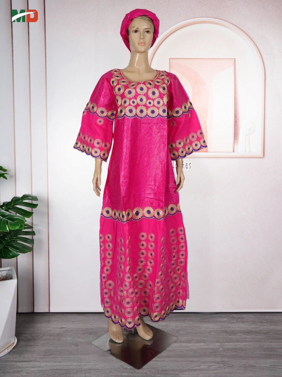 MD African Dresses Women's Clothing Traditional Embroidery Bazin Riche Dashiki Dress Long Dresses 2025 South Africa Lady Clothes - Free Delivery Worldwide only at Flexi Africa