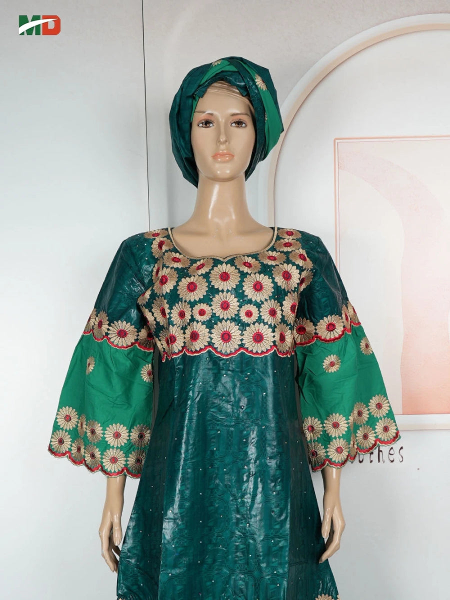MD African Dresses Women's Clothing Traditional Embroidery Bazin Riche Dashiki Dress Long Dresses 2025 South Africa Lady Clothes - Free Delivery Worldwide only at Flexi Africa