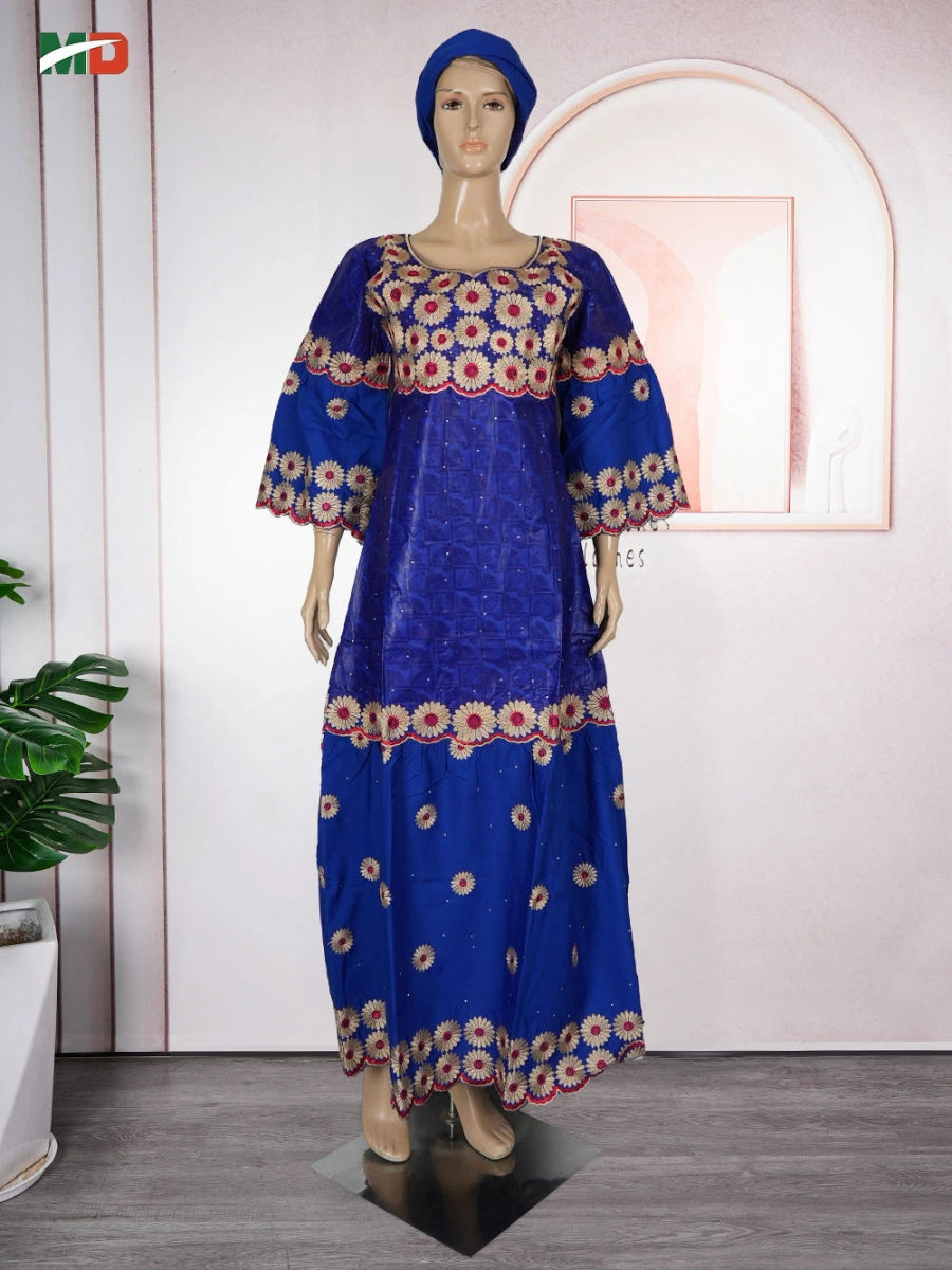 MD African Dresses Women's Clothing Traditional Embroidery Bazin Riche Dashiki Dress Long Dresses 2025 South Africa Lady Clothes - Free Delivery Worldwide only at Flexi Africa
