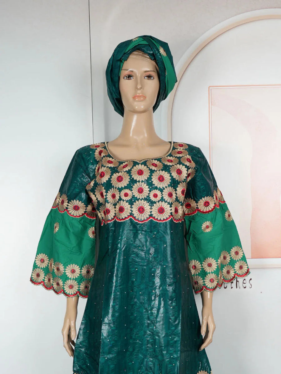 MD African Dresses Women's Clothing Traditional Embroidery Bazin Riche Dashiki Dress Long Dresses 2025 South Africa Lady Clothes - Free Delivery Worldwide only at Flexi Africa