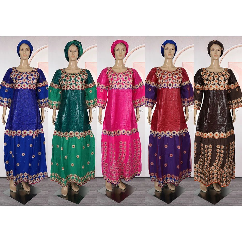 MD African Dresses Women's Clothing Traditional Embroidery Bazin Riche Dashiki Dress Long Dresses 2025 South Africa Lady Clothes - Free Delivery Worldwide only at Flexi Africa