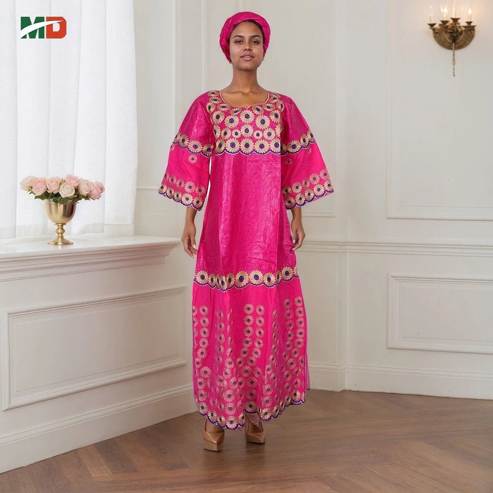 MD African Dresses Women's Clothing Traditional Embroidery Bazin Riche Dashiki Dress Long Dresses 2025 South Africa Lady Clothes - Free Delivery Worldwide only at Flexi Africa