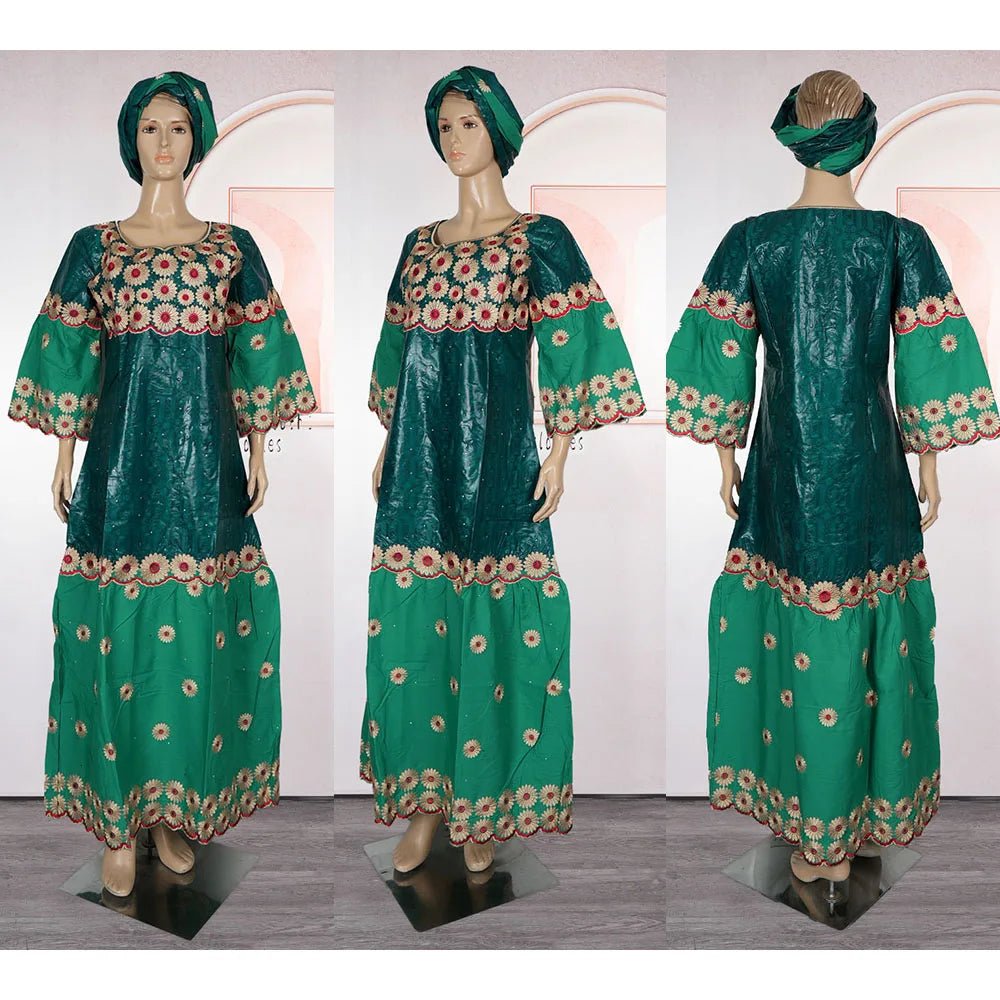 MD African Dresses Women's Clothing Traditional Embroidery Bazin Riche Dashiki Dress Long Dresses 2025 South Africa Lady Clothes - Free Delivery Worldwide only at Flexi Africa