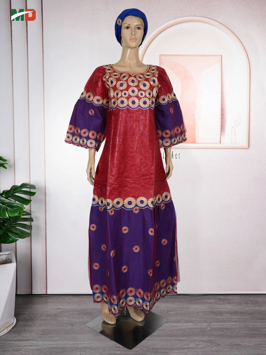 MD African Dresses Women's Clothing Traditional Embroidery Bazin Riche Dashiki Dress Long Dresses 2025 South Africa Lady Clothes - Free Delivery Worldwide only at Flexi Africa