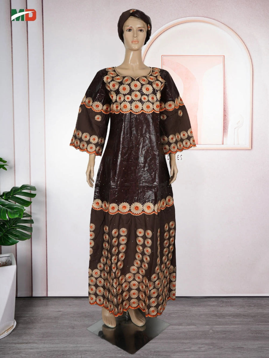 MD African Dresses Women's Clothing Traditional Embroidery Bazin Riche Dashiki Dress Long Dresses 2025 South Africa Lady Clothes - Free Delivery Worldwide only at Flexi Africa
