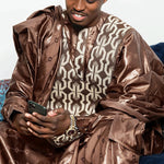 Men’s African Traditional Wear – Premium Bazin Riche Embroidered 3PC Ensemble - Free Delivery Worldwide only at Flexi Africa
