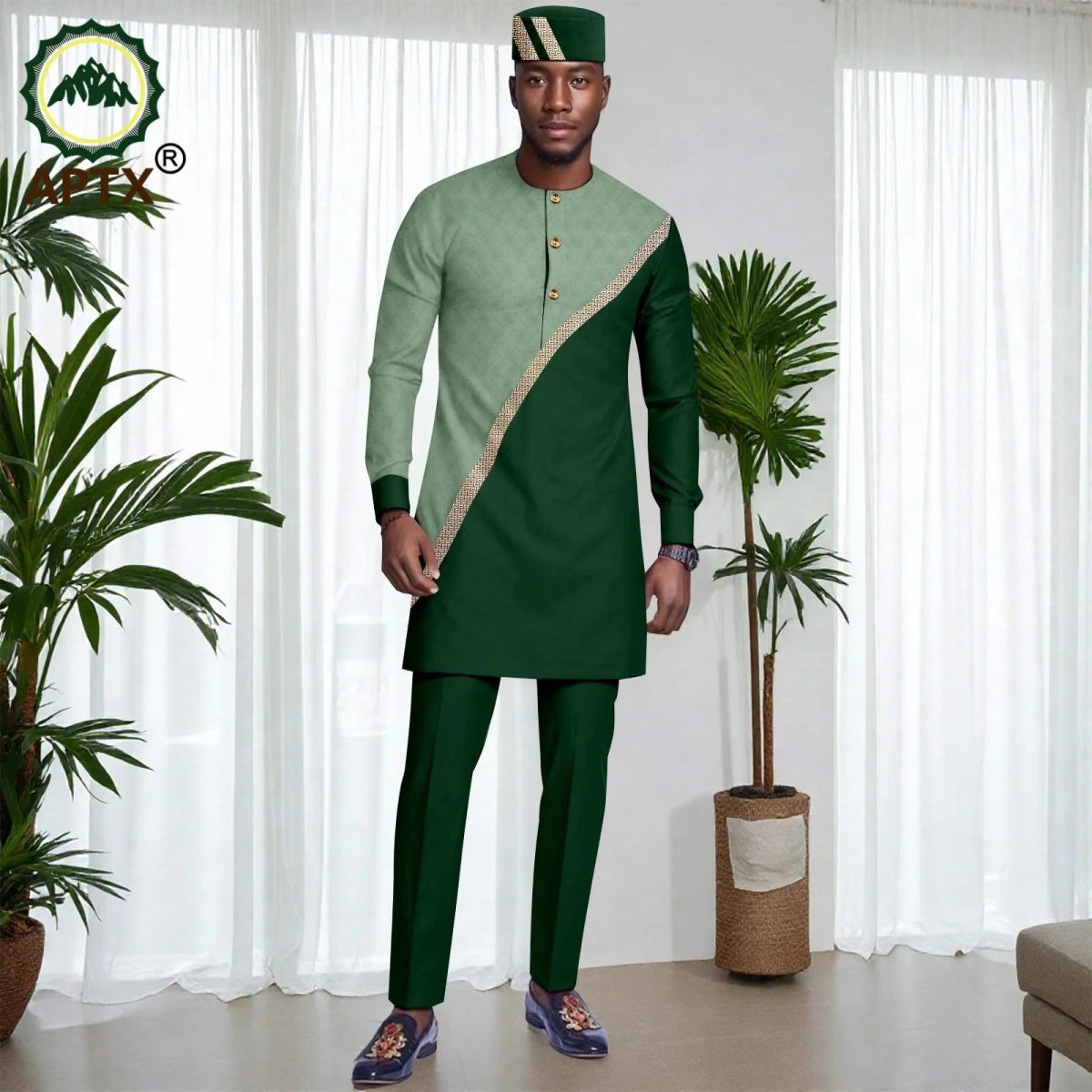 Muslim Mens Robe African Clothing For man 2 - piece Sets Suit jubba abaya Long Sleeve Coat and Pants Wedding Islamic Robes 2516039 - Free Delivery Worldwide only at Flexi Africa