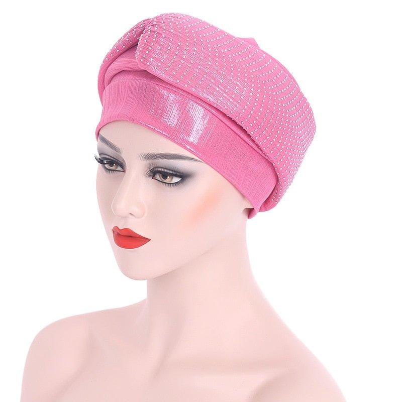 New Ready to Wear African Headtie Diamonds Glitter Women Turban Caps Bonnet Hats Female Autogeles - Flexi Africa - Shipping