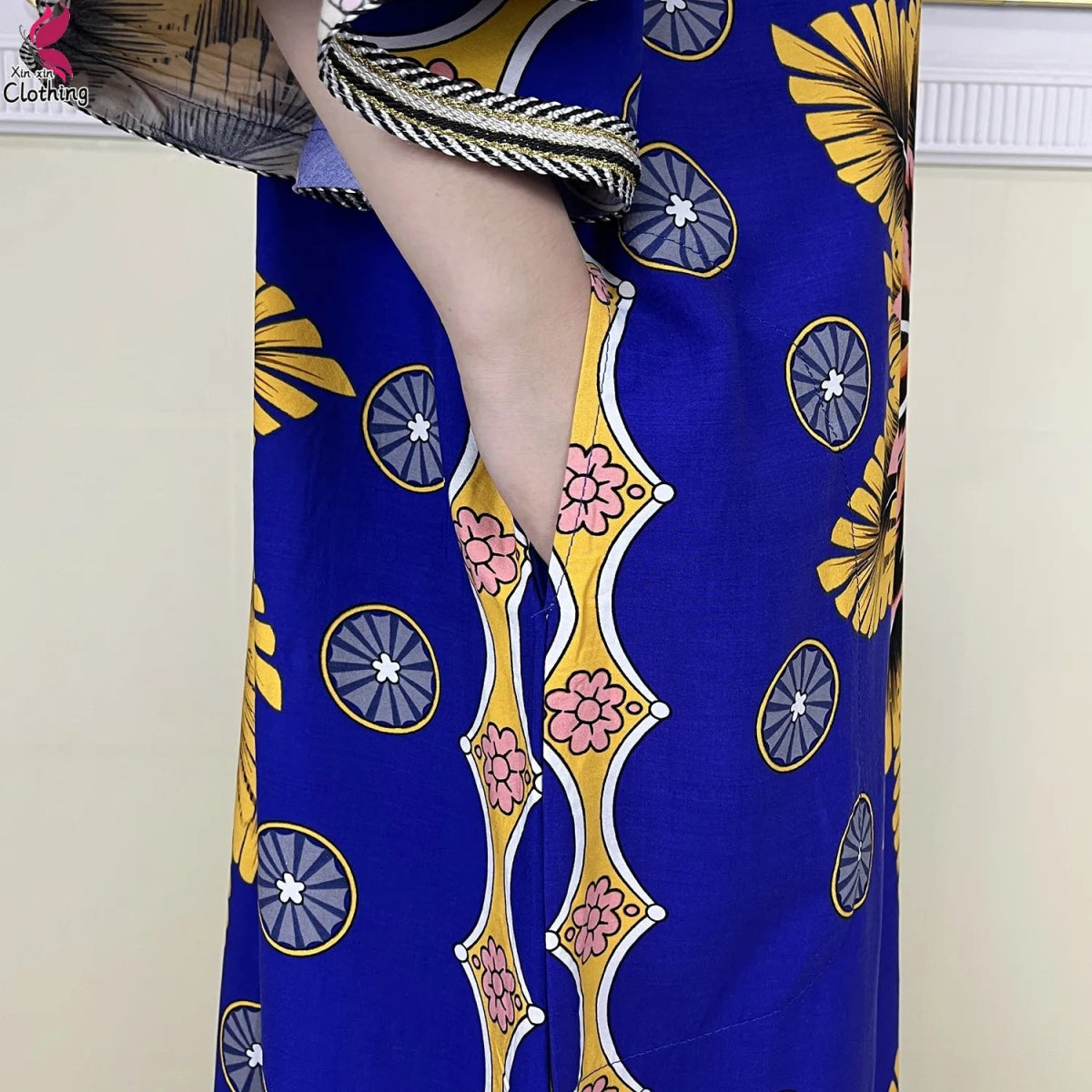 New Style High Quality Muslim Abayas For Women Dress 100%Cotton Dubai Fashion Pocket Printed African Dashiki Femme Loose Dress - Free Delivery Worldwide only at Flexi Africa