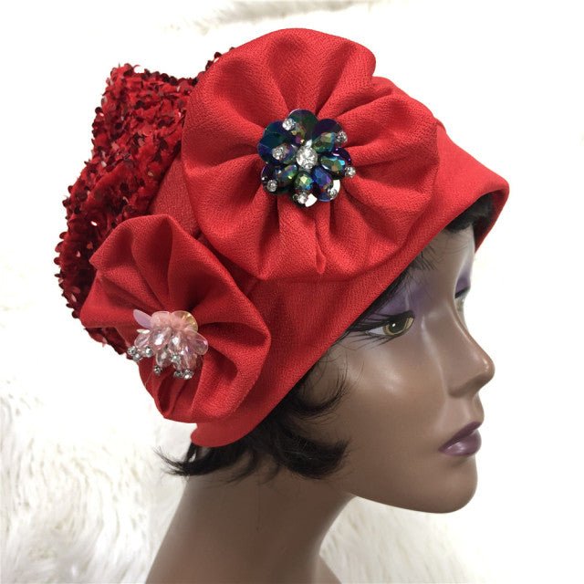 Discover the elegance of Gele Headtie Auto Gele Cap, crafted from luxurious brocade fabric, perfect for parties and weddings.