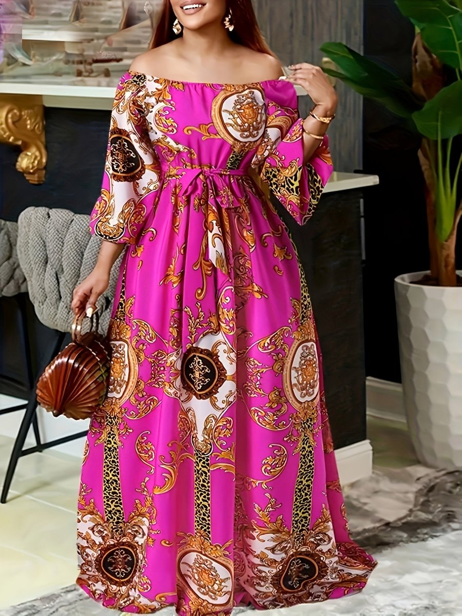 Get your hands on this elegant Bohemian off-shoulder floral maxi dress for only $19.92! Perfect for parties & casual outings