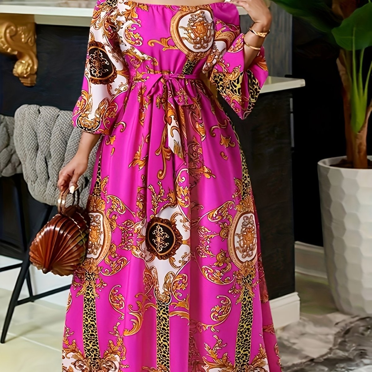 Get your hands on this elegant Bohemian off-shoulder floral maxi dress for only $19.92! Perfect for parties & casual outings