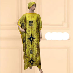 Oversized African Print Abaya Dress with Scarf - Loose, Long, and Fashionable for Women of All Sizes - Flexi Africa