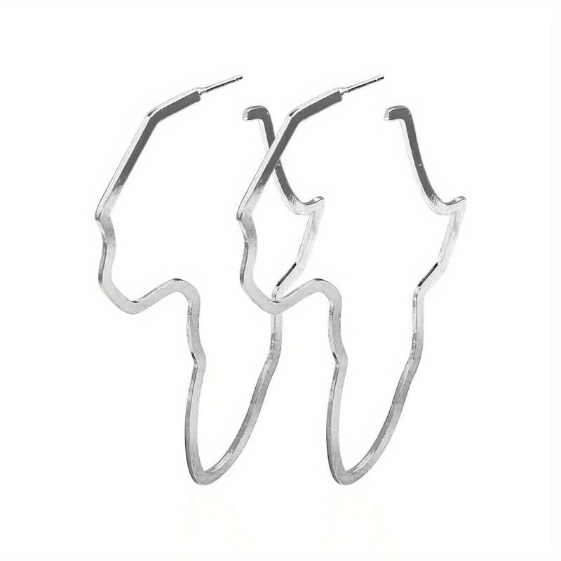 Pair of Fashionable and Exaggerated Hollow African Map Earrings - Free Delivery Worldwide only at Flexi Africa
