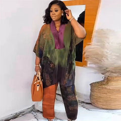 Plus Size African Clothes for Women Ankara Dashiki 2 Piece Set Ankara Turkey Outfits 2024 Fashion Print Tops Pants Trousers Suit - Free Delivery Worldwide only at Flexi Africa