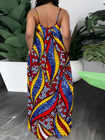 Plus Size African Print Strapless Maxi Dress – Red Blue Yellow Bohemian Summer Gown - Free Delivery Worldwide only at Flexi Africa