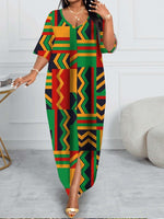 Plus Size Kente - Inspired Geometric African Print Dress - Free Delivery Worldwide only at Flexi Africa