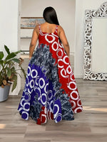 Plus Size Sleeveless African - Inspired Geometric Maxi Dress – Flowy A - Line Floor - Length Style - Free Delivery Worldwide only at Flexi Africa
