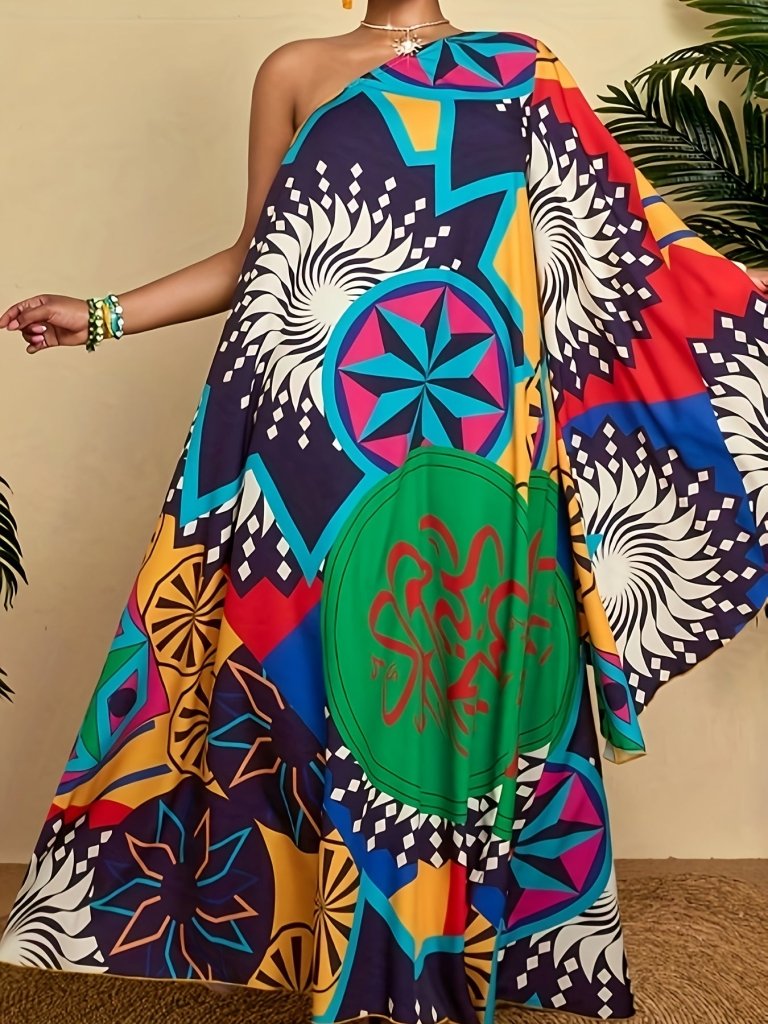 Plus Size Star Print Summer Dress – Spring Vacation Essential - Free Delivery Worldwide only at Flexi Africa