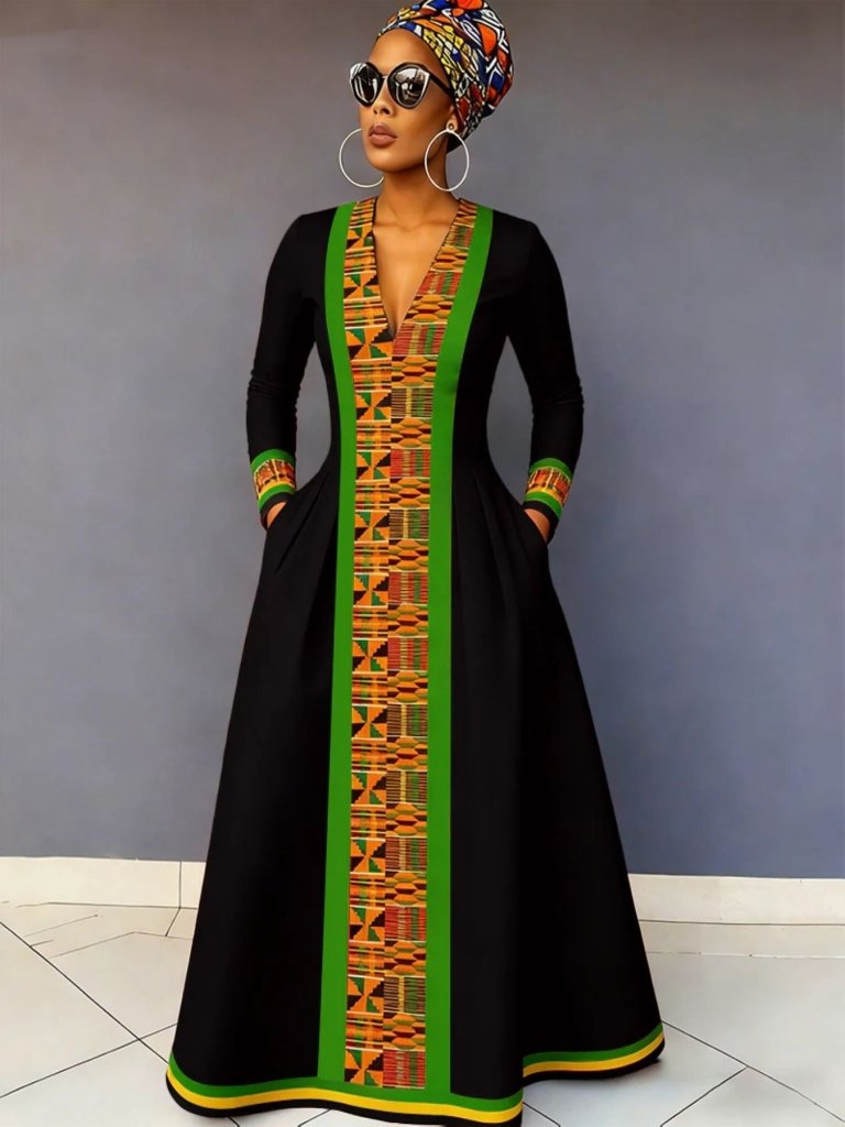 Buy Plus Size Women’s Bohemian V-Neck Hooded Maxi Dress – Long Sleeve A-Line Pullover for only $42.92 at Flexi Africa!