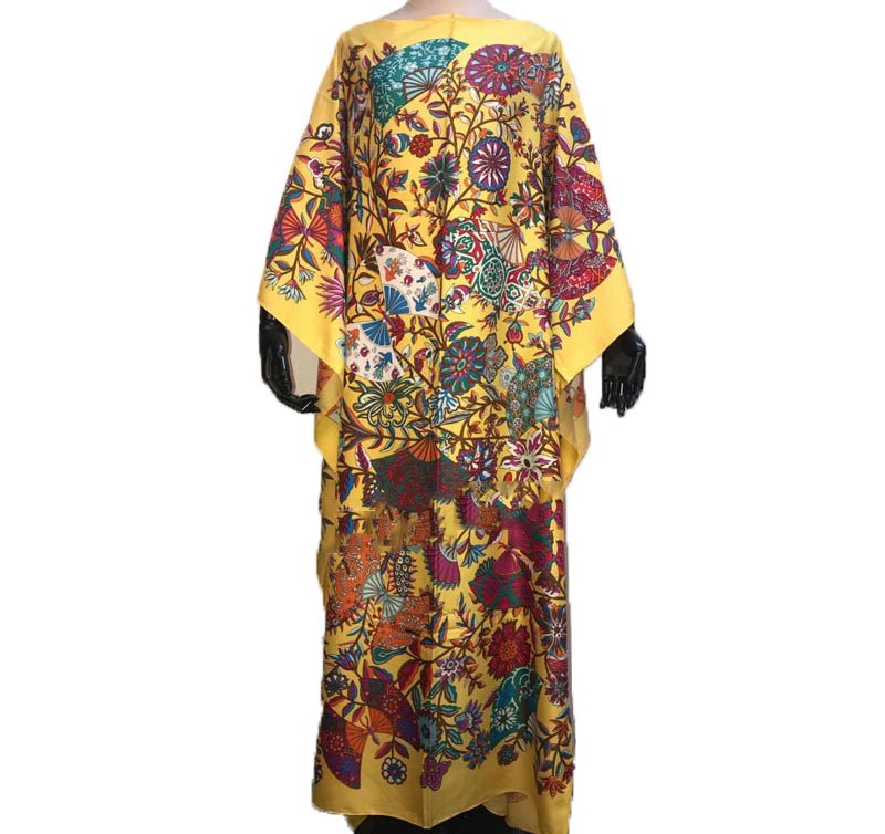 Popular Kuwait Printed мусульманская мода Silk Bohemian lady maxi dresses african dress women Plus size Summer Kaftan full dress - Free Delivery Worldwide only at Flexi Africa