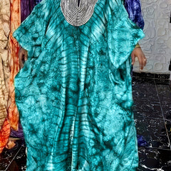 Ramadan All Over Print Sequin Neck Kaftan Dress, Modest Loose Maxi Length Kaftan - Free Delivery Worldwide only at Flexi Africa