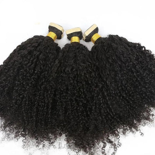 Remy Hair Skin Weft Tape - In Extensions - Double Drawn Afro Kinky Curly Extensions - Free Delivery Worldwide only at Flexi Africa